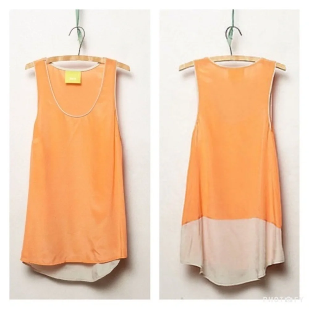 Anthropologie Maeve Hi-Low Silk Peach & Tank Tank